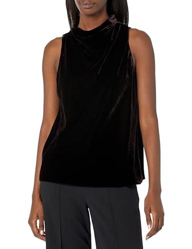 theory women's velvet sleeveless cowl top, mink