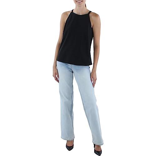 theory womens cropped halter.preci blouse, black, medium us
