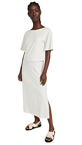 theory womens easy back layer dress, cream ecru, large us
