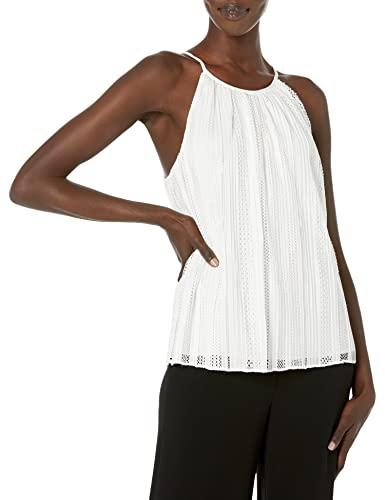 theory womens halter cami top in mod lace shirt, white, small us