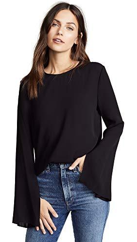 theory womens long sleeve bringam top blouse, black, petite us