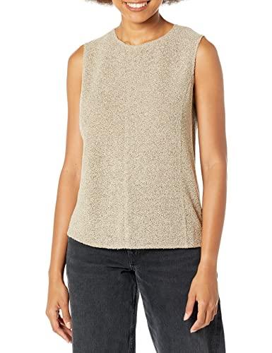 theory womens seam shell top in tweed terry shirt, taupe, medium us