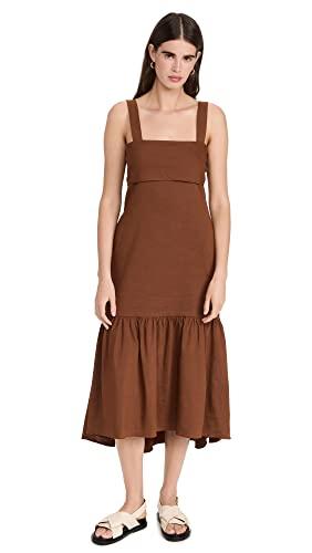 theory womens tie bk b.eco crun dress, cognac, small us