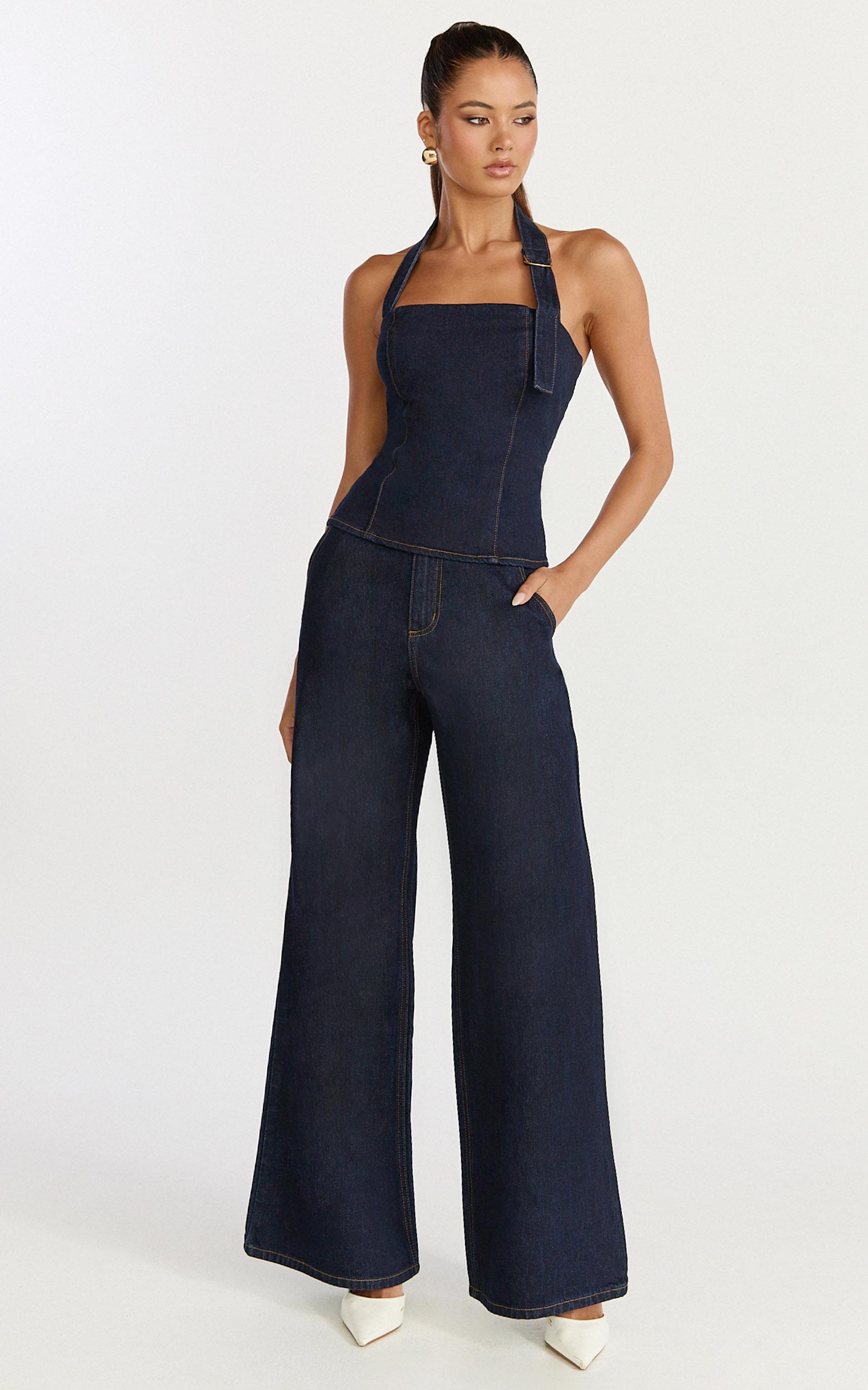 therese jeans - high waist wide leg flare recycled denim jeans in raw