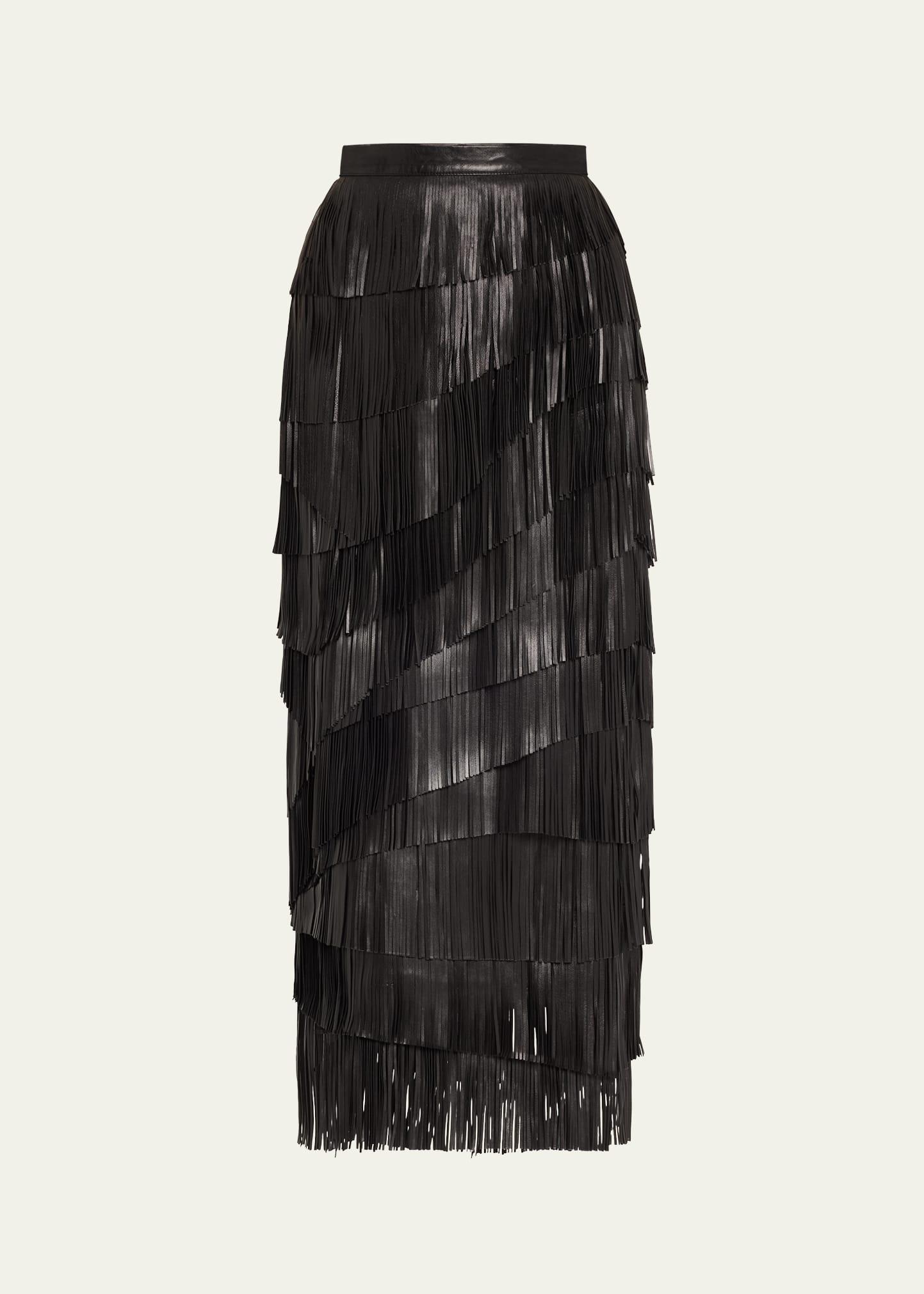 therese leather fringe skirt