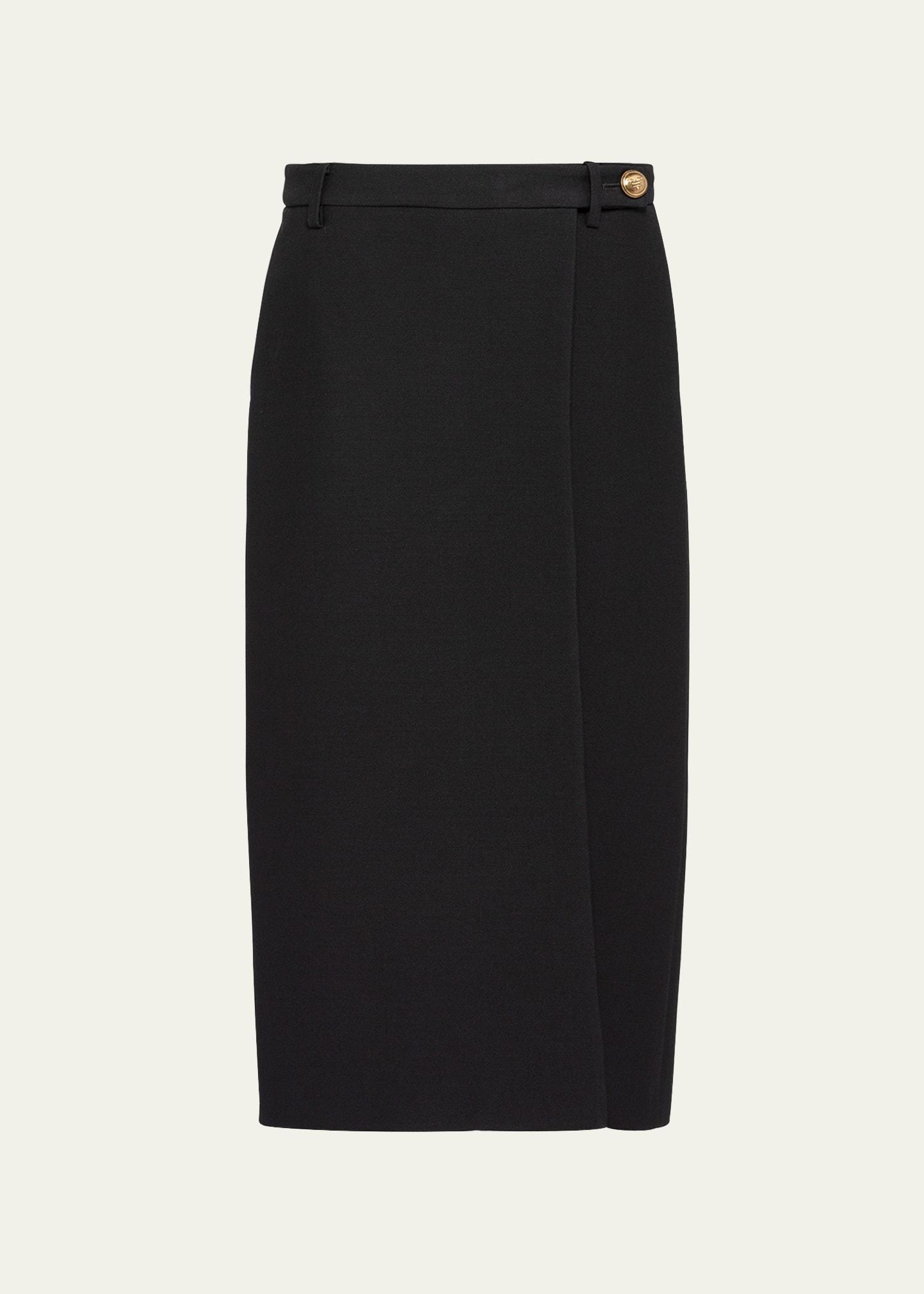 thigh-slit crepe wrap midi skirt
