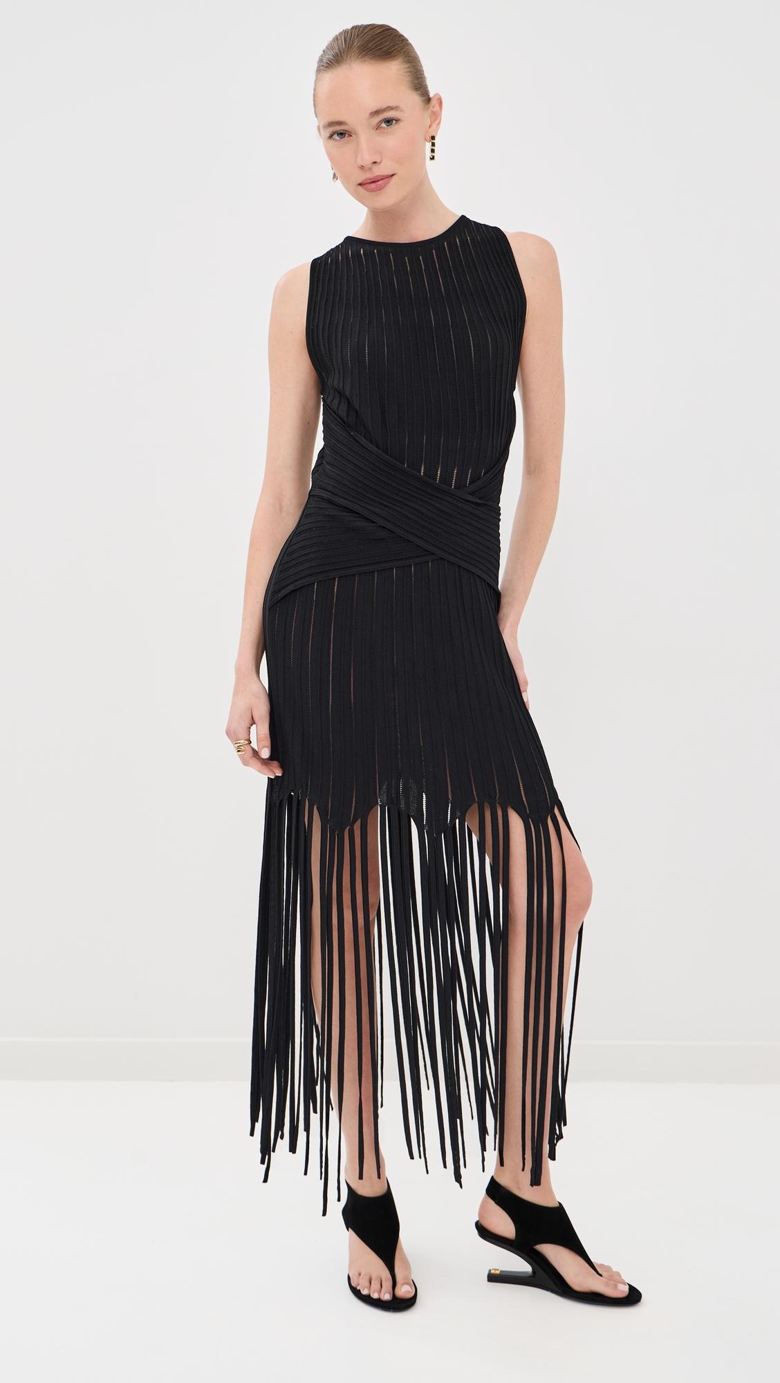 thin fringed knit dress