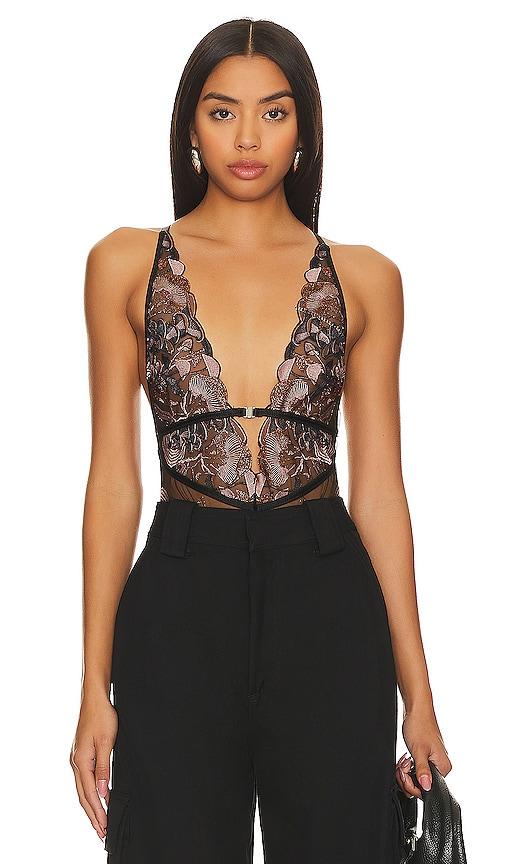 thistle and spire chanterelle bodysuit in black.