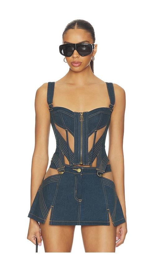thistle and spire renegade corset top in navy.
