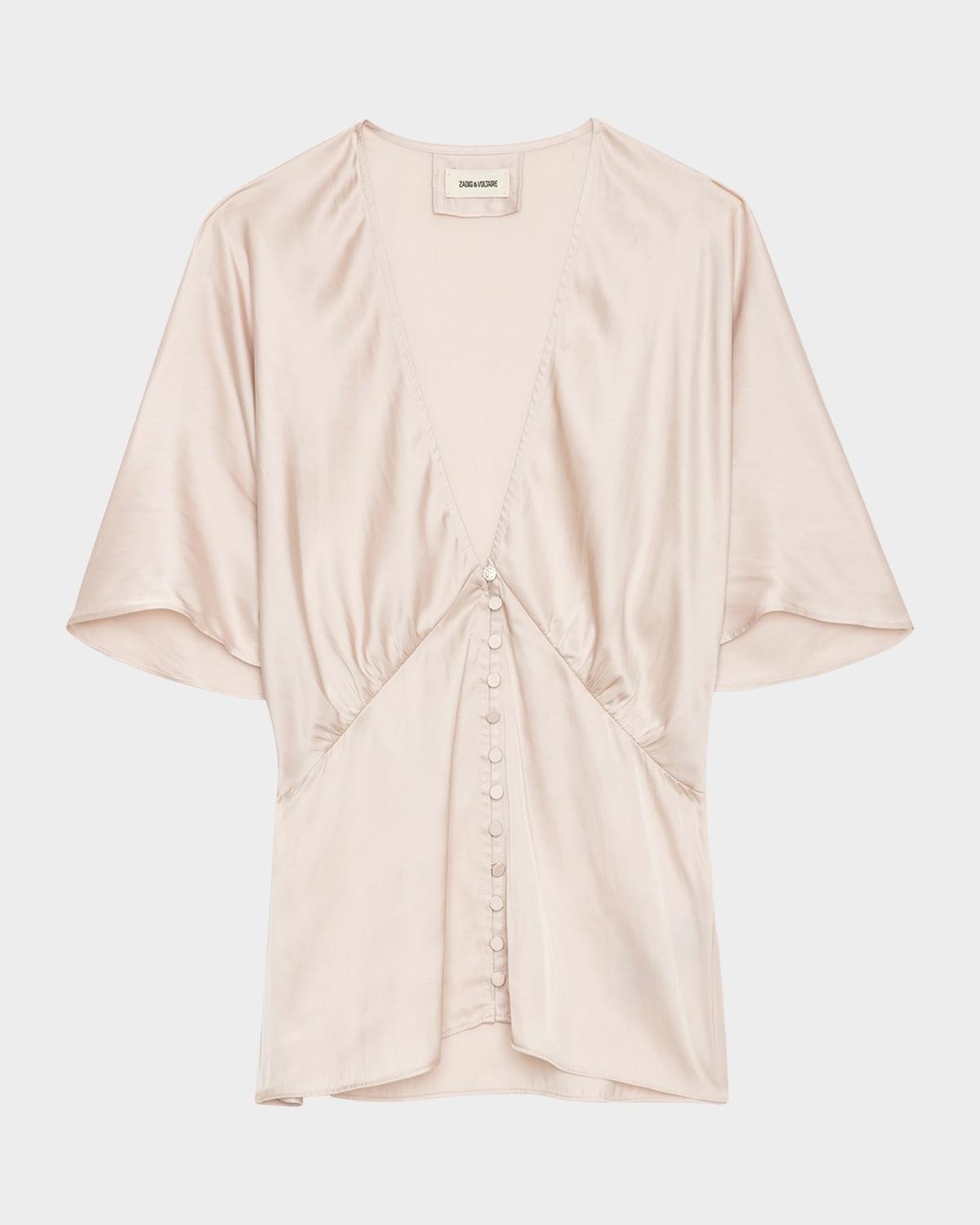 thodri satin button-front blouse