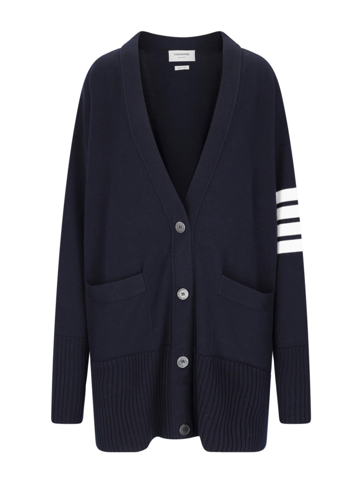 thom browne - oversized wool v-neck cardigan