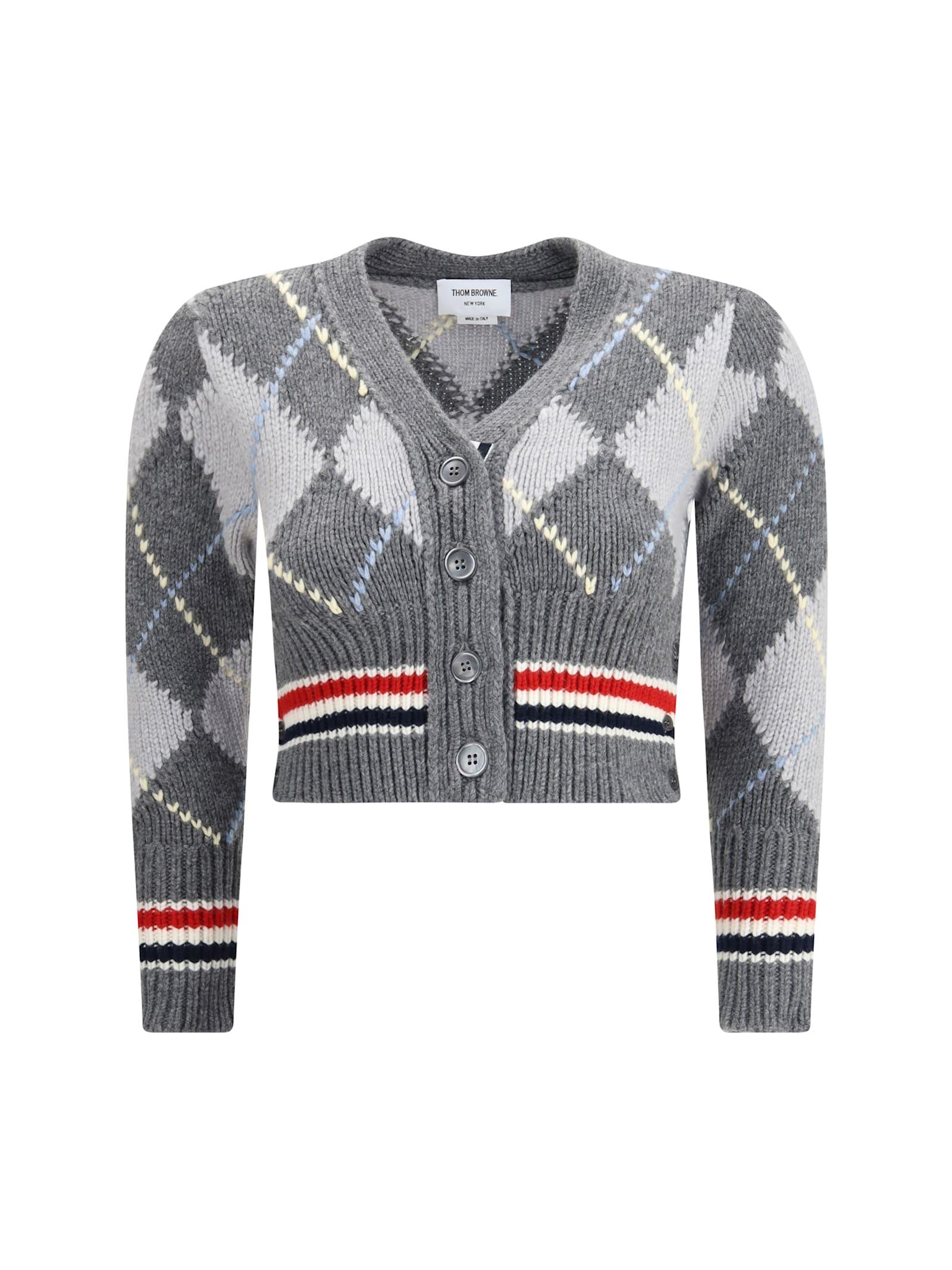 thom browne argyle v-neck cardigan