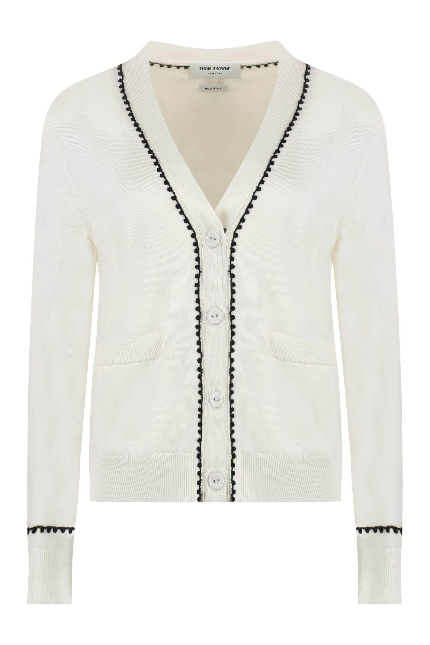 thom browne cardigan in silk and cotton