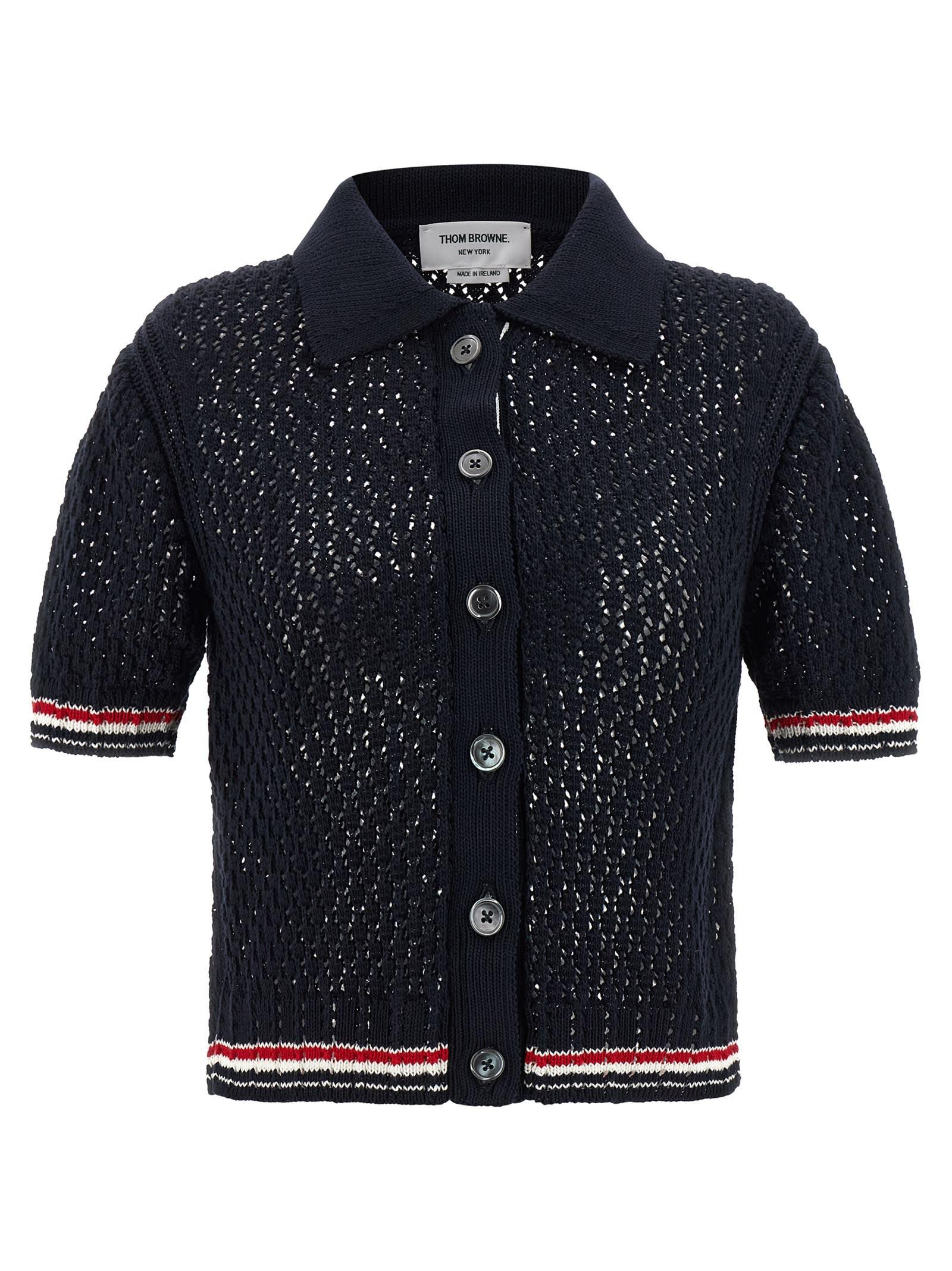 thom browne hector pointelle polo shirt