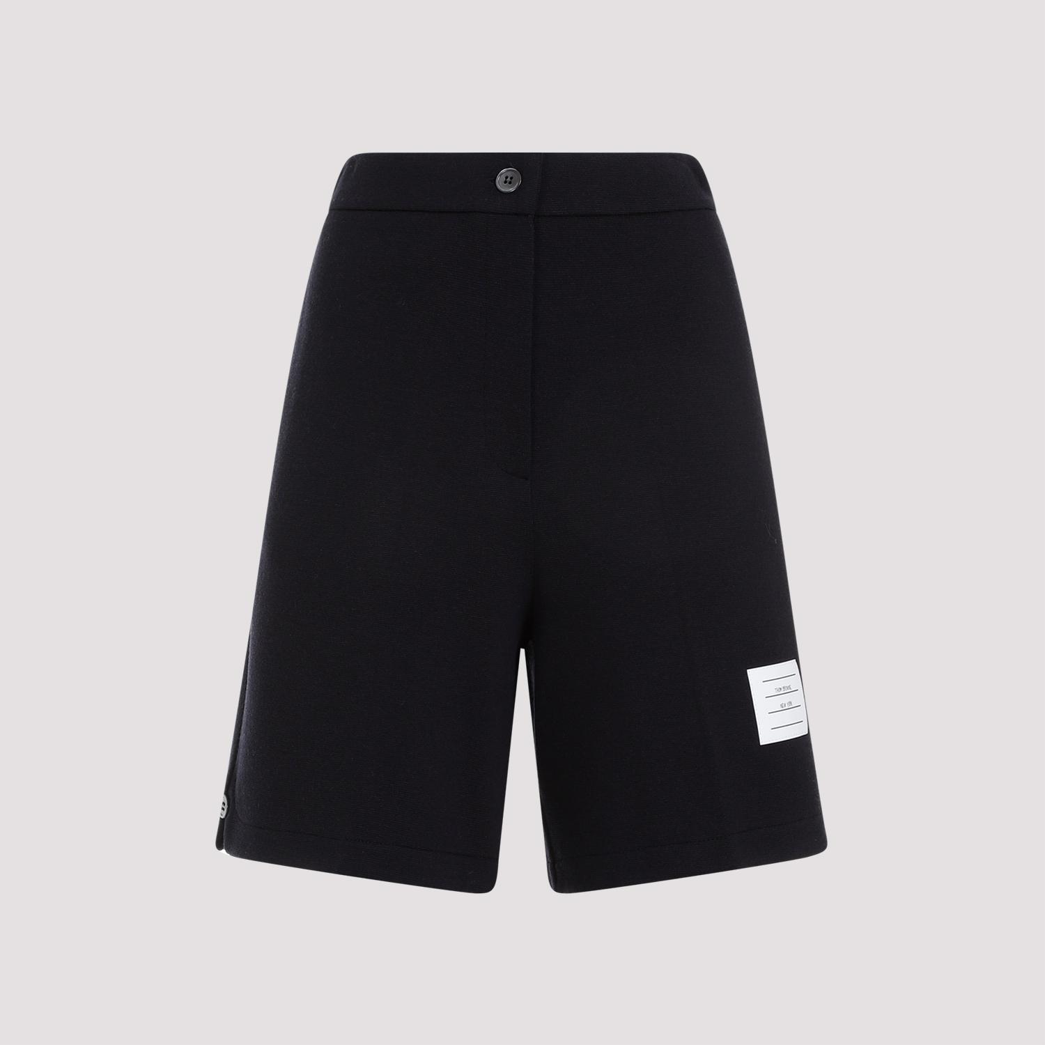 thom browne high waisted shorts blue virgin wool - women