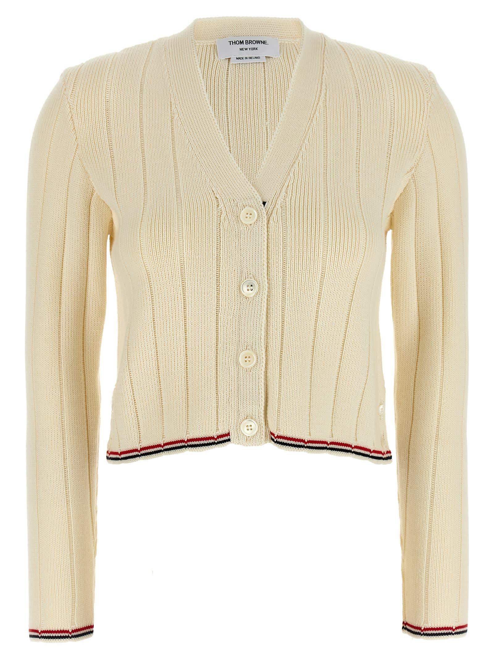 thom browne ladder full needle rib stitch cardigan