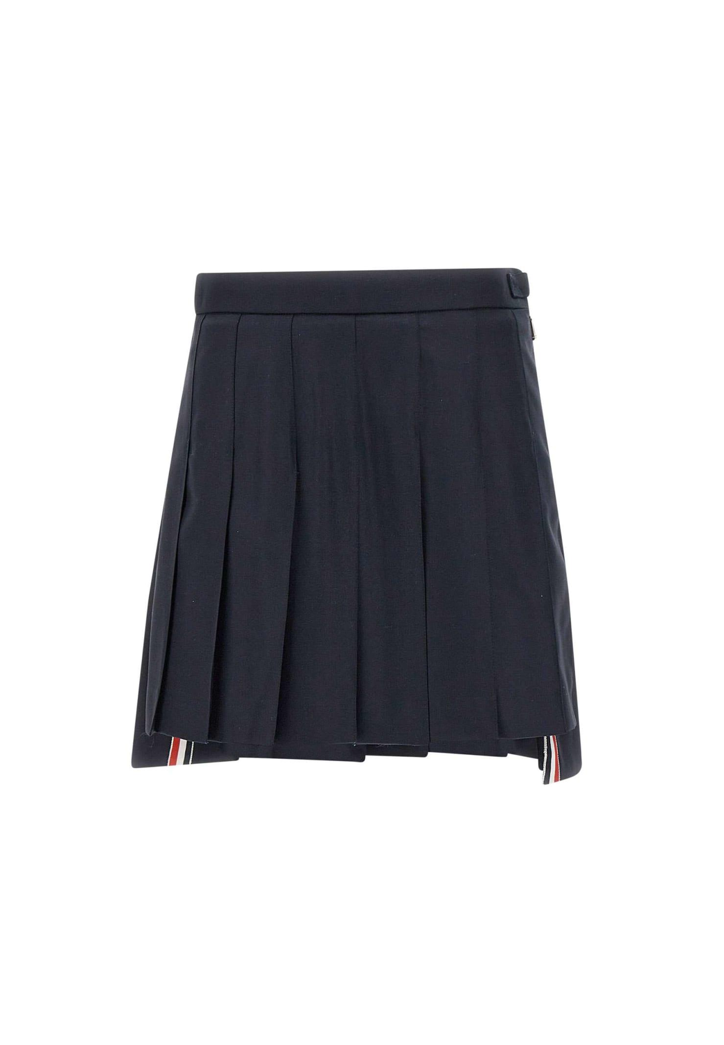 thom browne mini dropped back pleated wool skirt