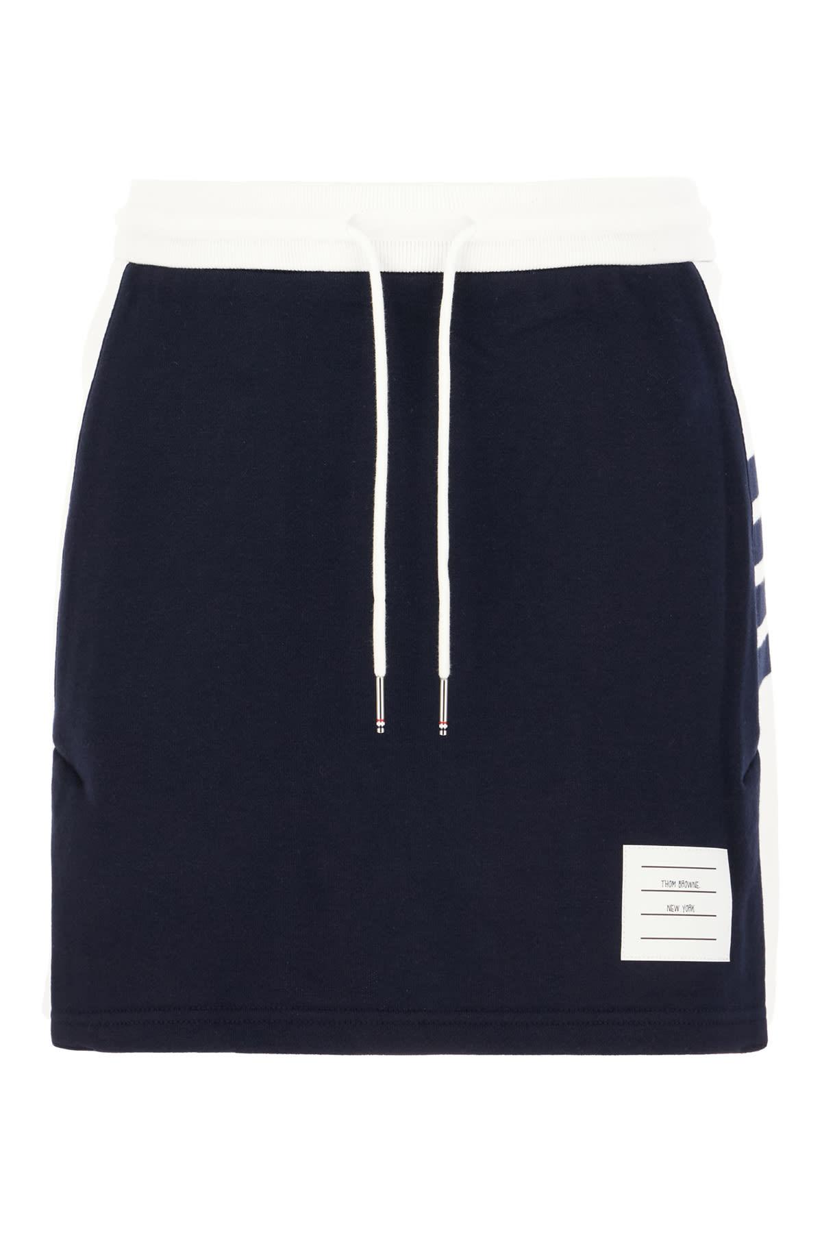thom browne navy blue cotton mini skirt