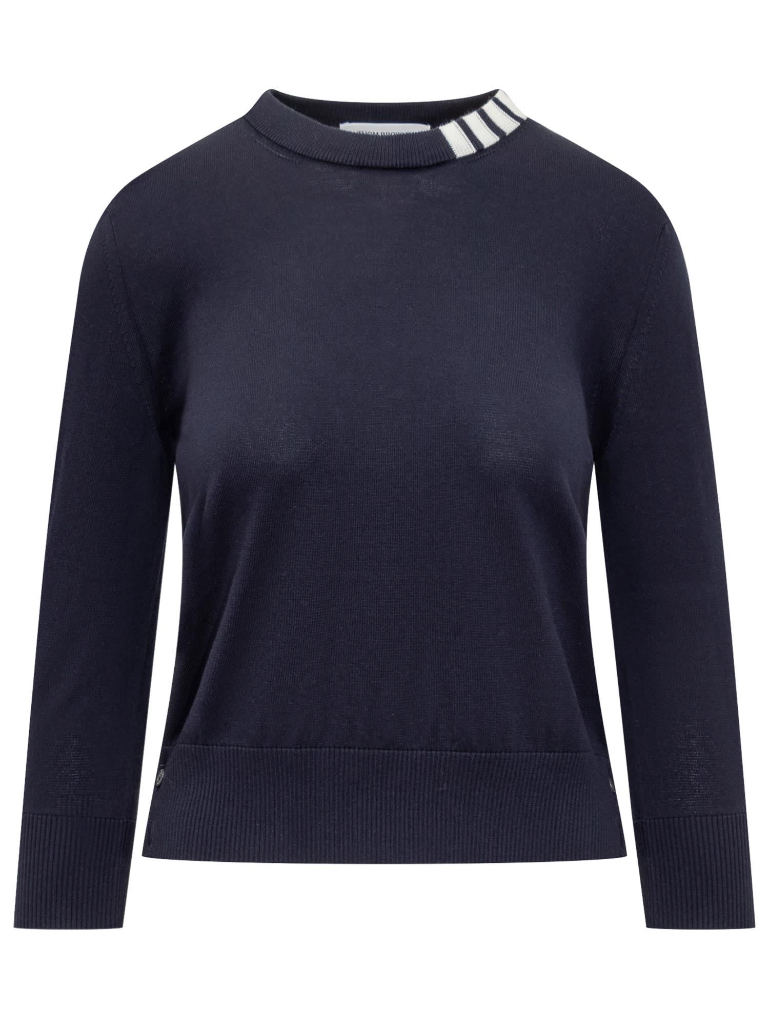thom browne navy blue cotton sweater