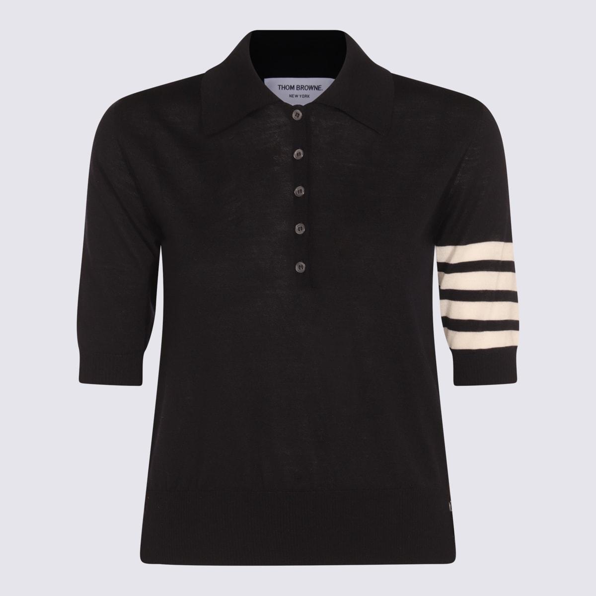 thom browne navy wool polo shirt