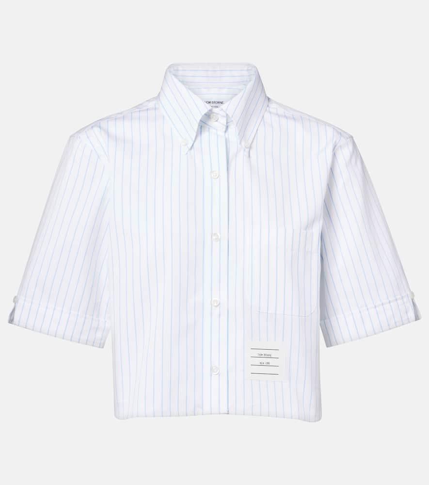 thom browne pinstriped cropped cotton poplin shirt