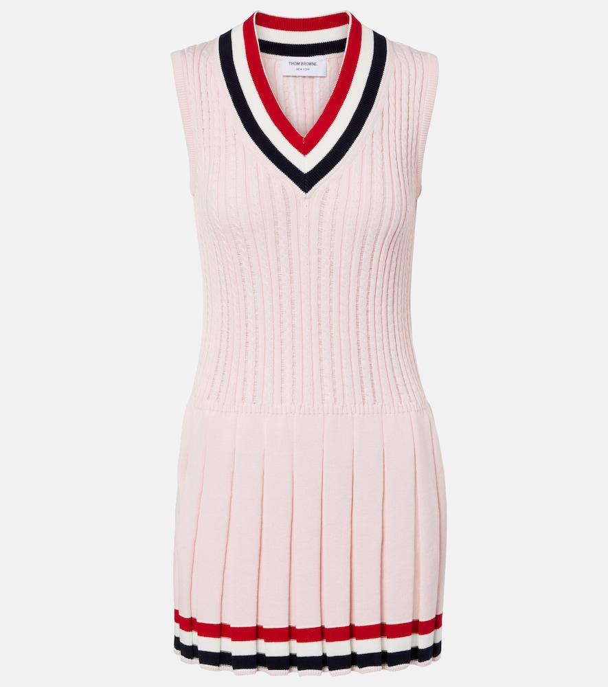 thom browne pleated cotton minidress