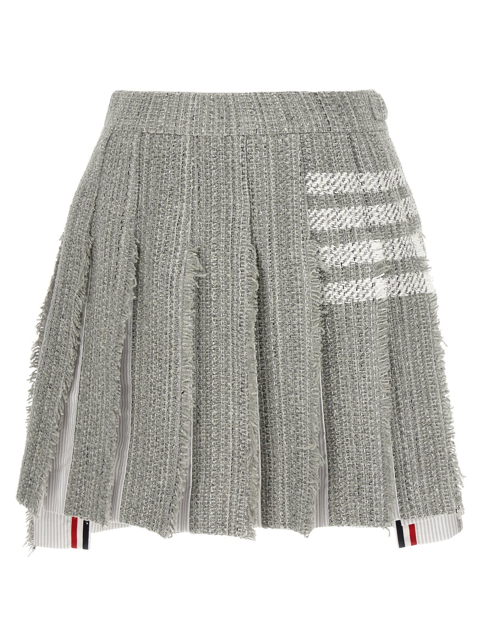 thom browne pleated tweed skirt