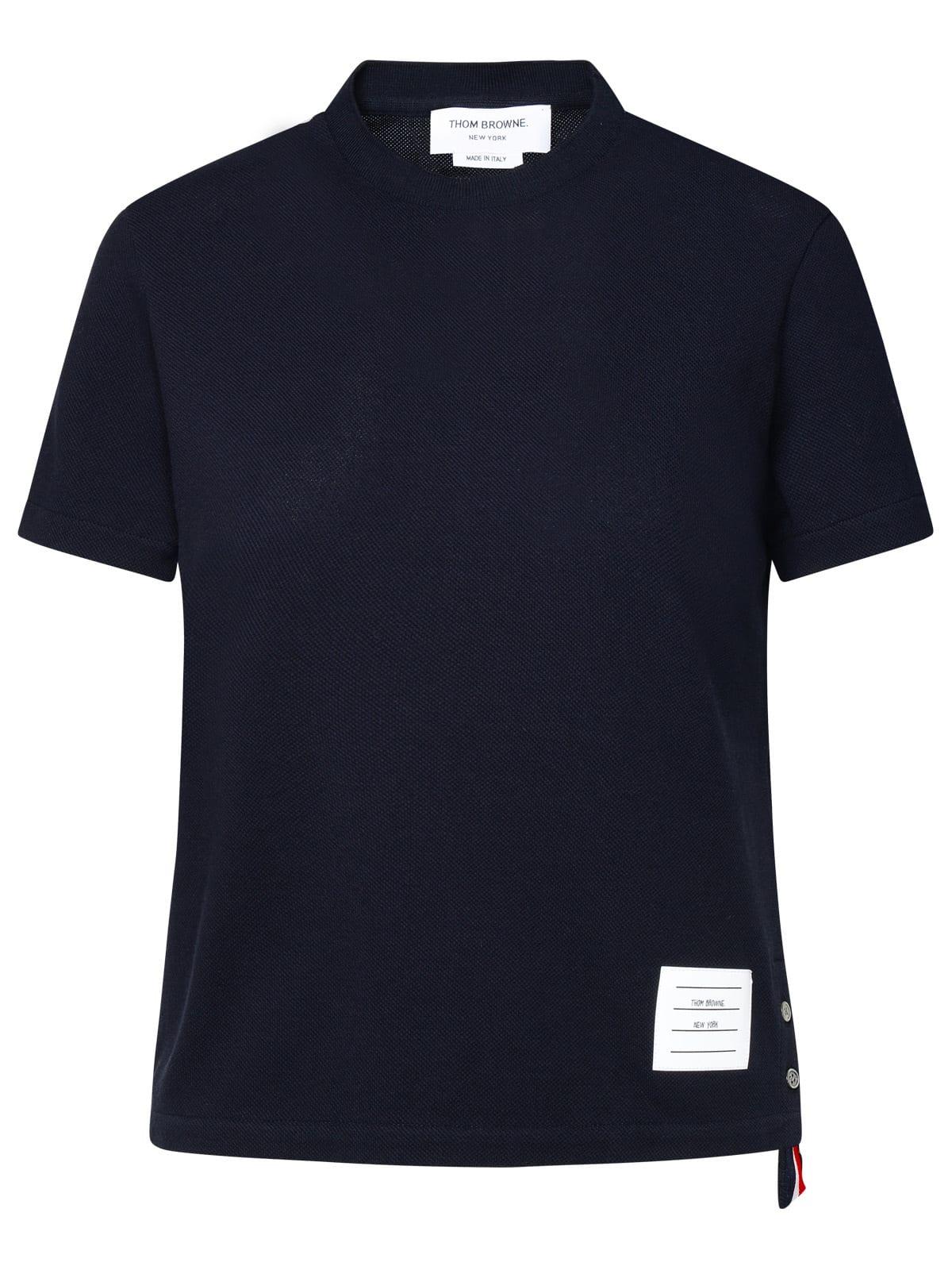 thom browne relaxed navy textured cotton t-shirt