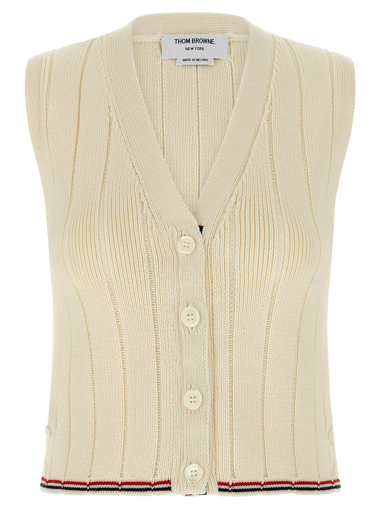 thom browne rwb intarsia vest