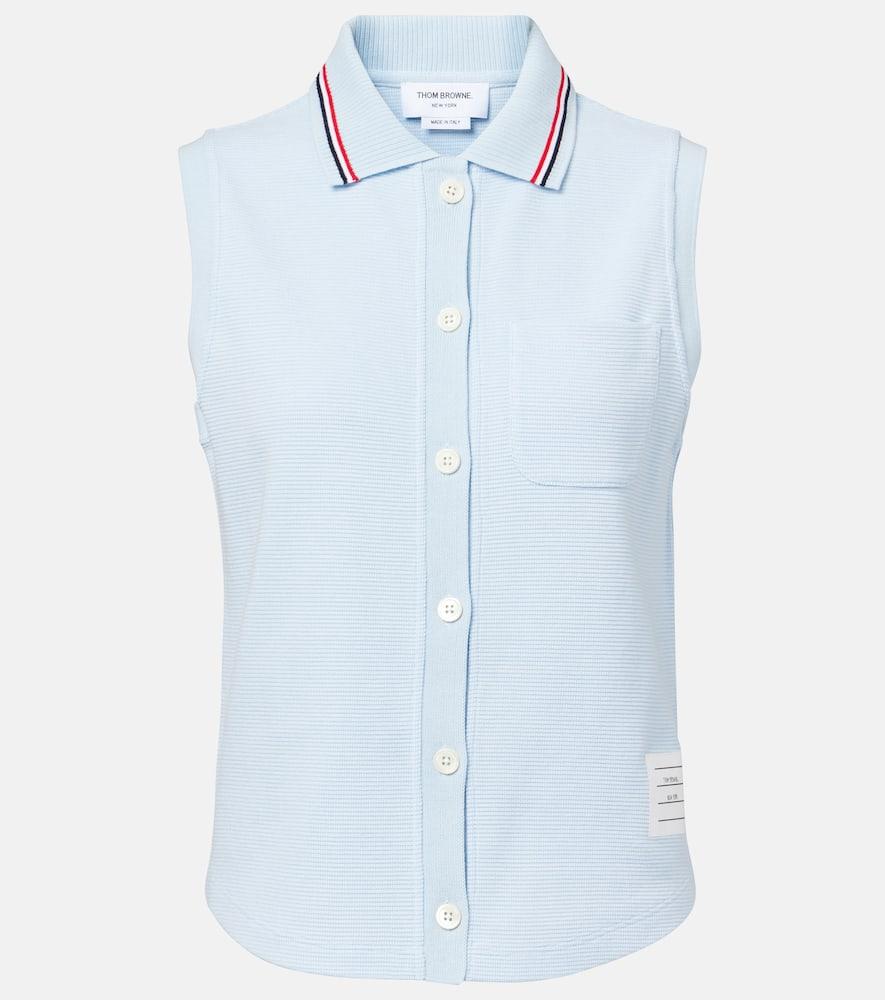 thom browne sleeveless cotton polo shirt