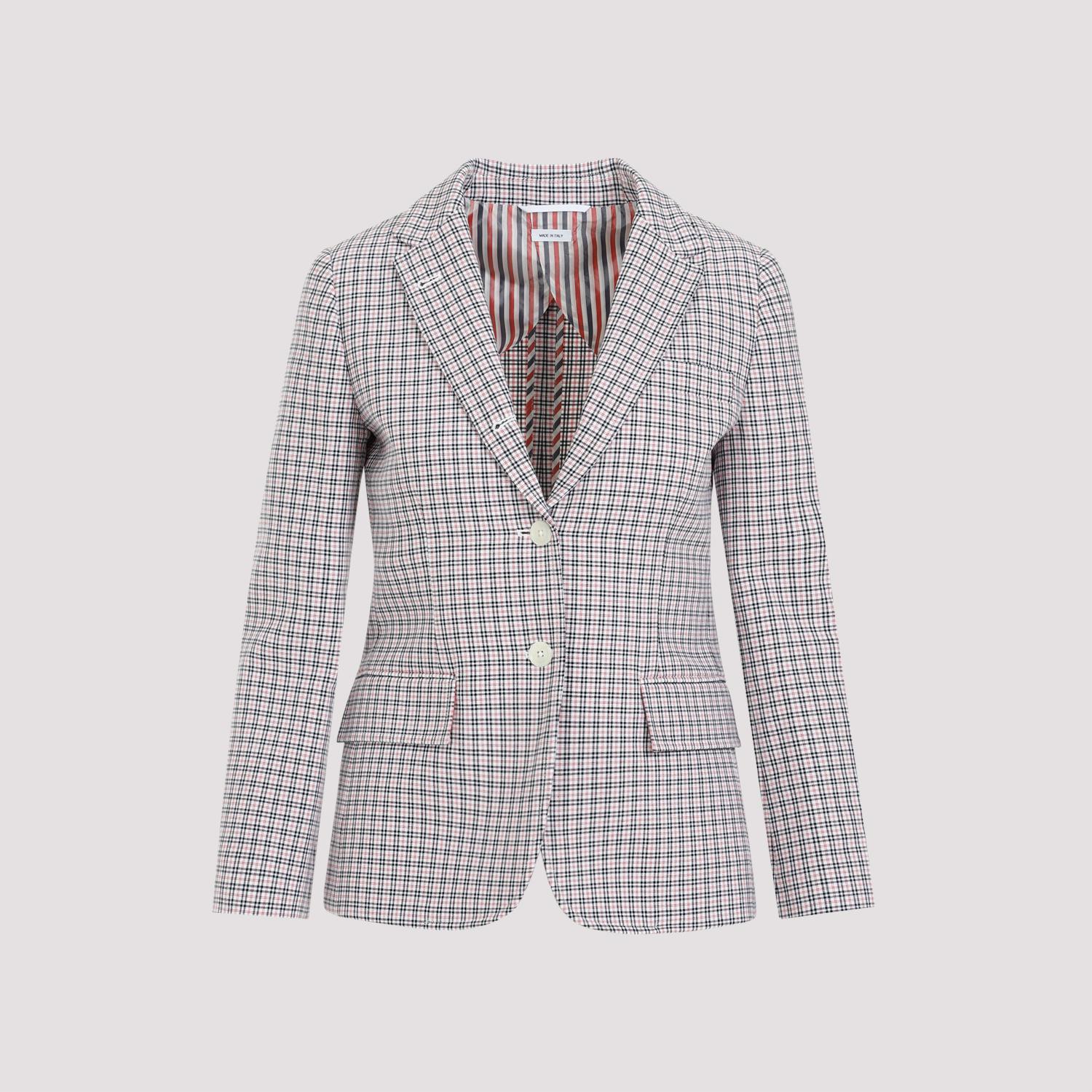 thom browne small check cotton jacket multicolour polyamide - women