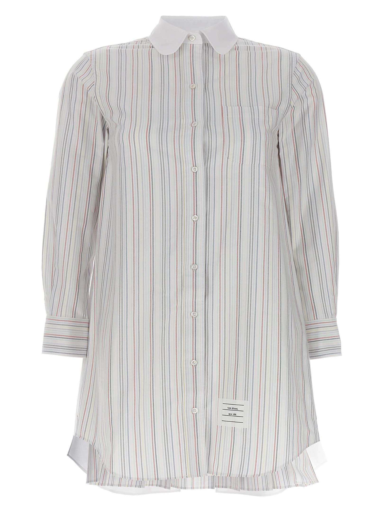 thom browne striped shirt dress multicolor cotton - women