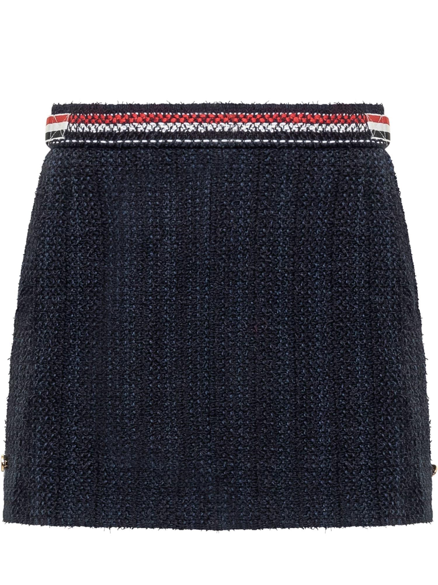 thom browne thigh length side tab skirt