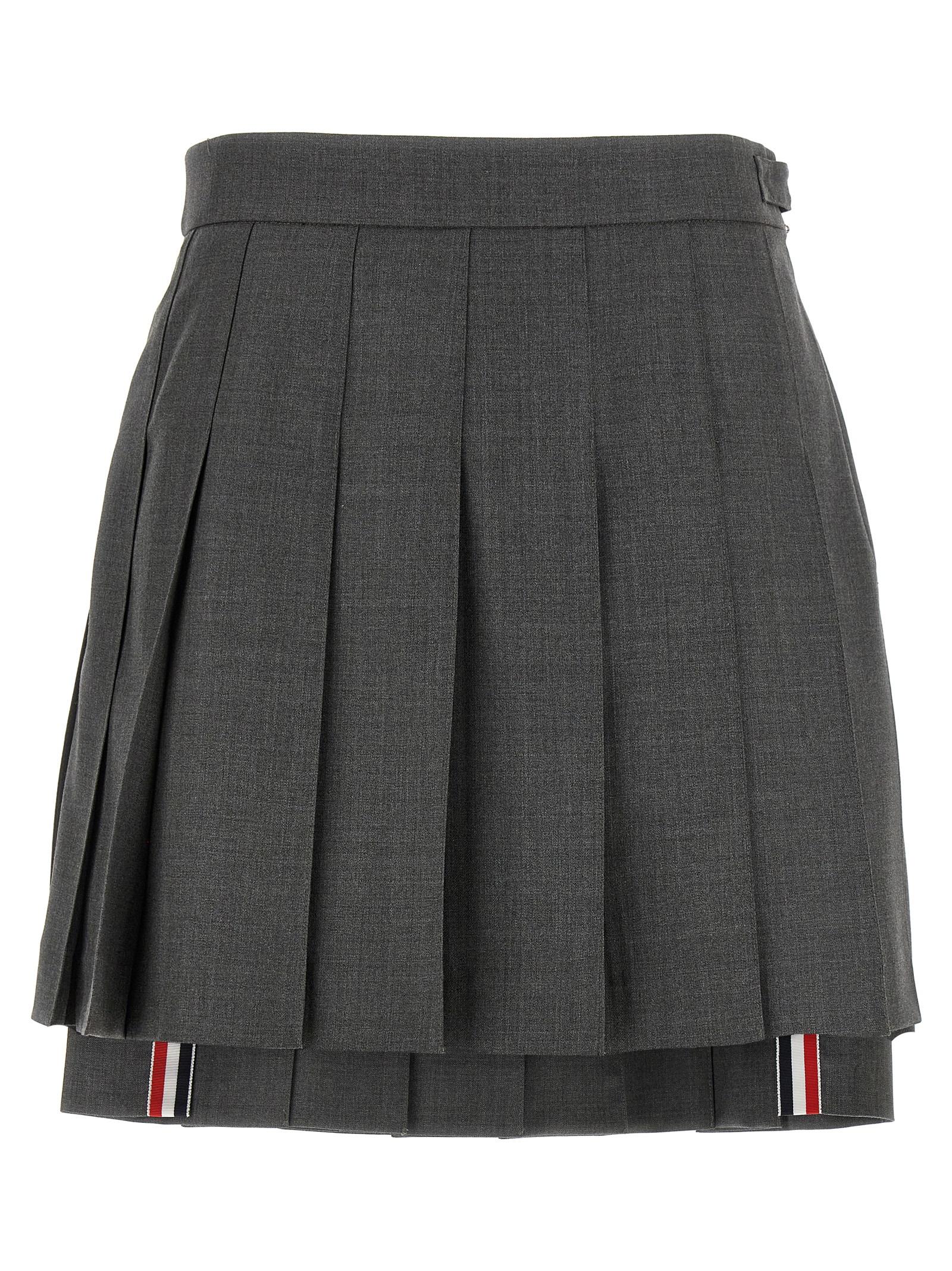 thom browne uniform mini skirt gray wool - women