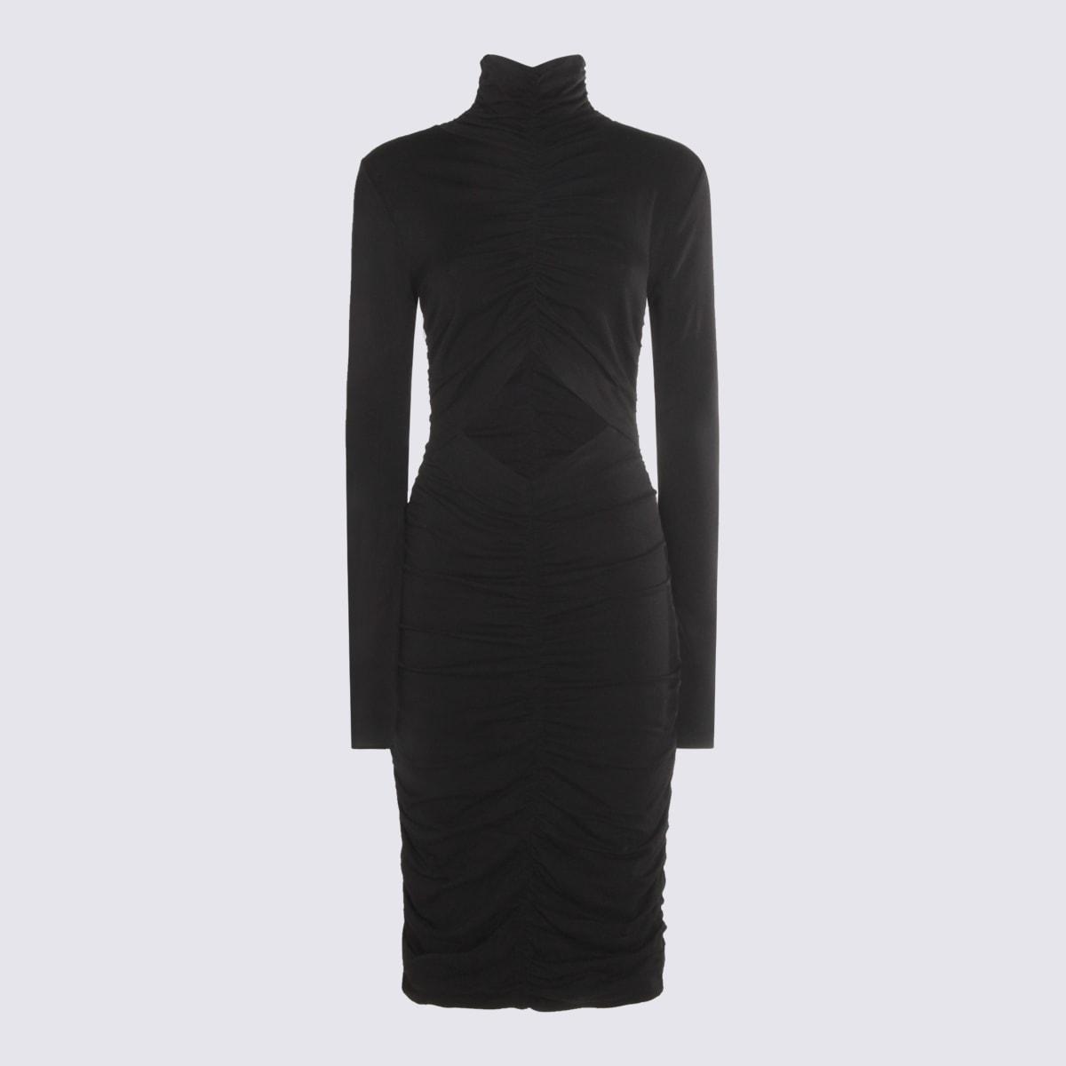 thom krom black cotton midi dress
