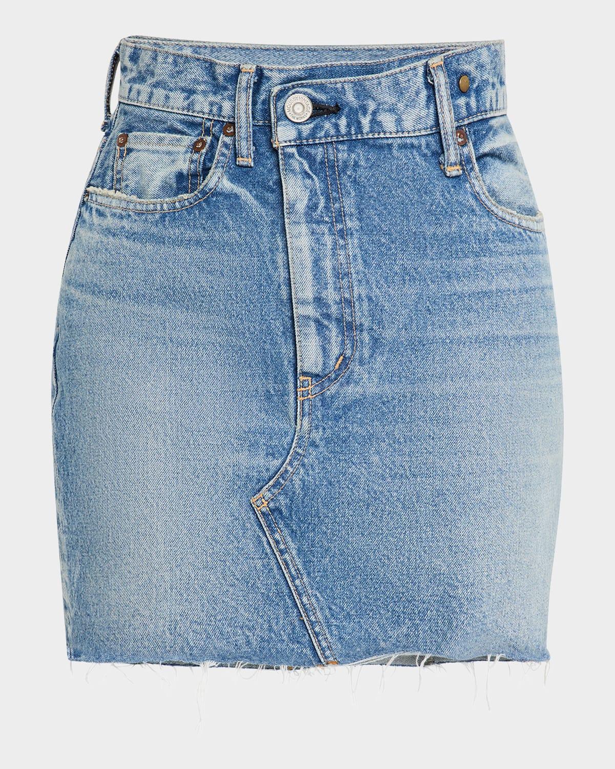 thomoston asymmetric denim mini skirt