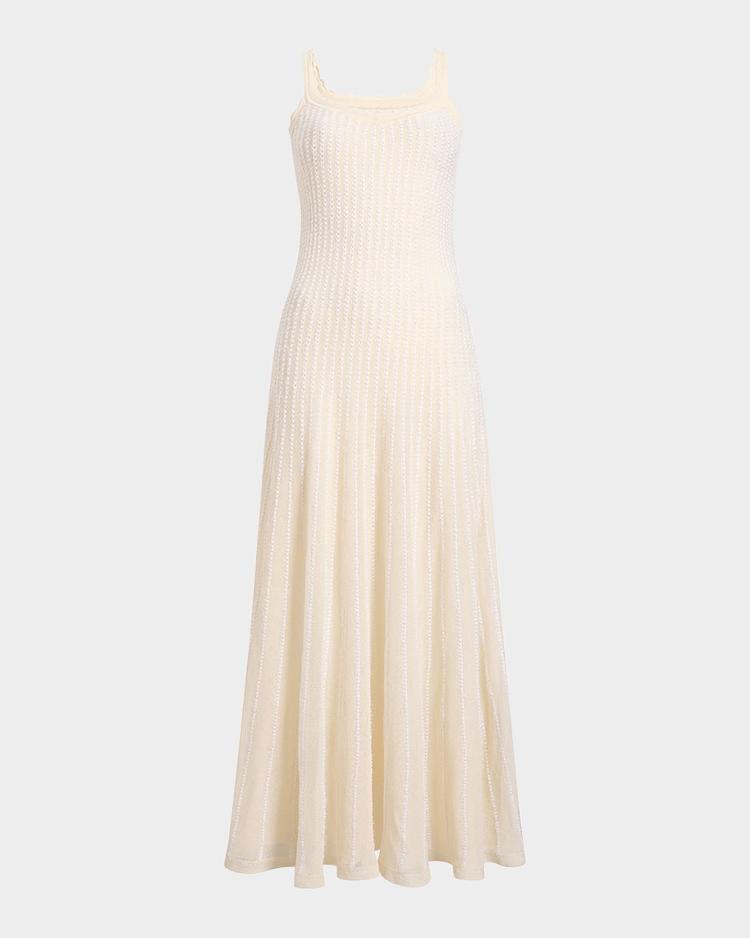 thora cashmere pintelle knit maxi dress with cape