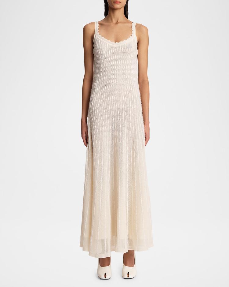 thora cashmere pintelle knit maxi dress with cape