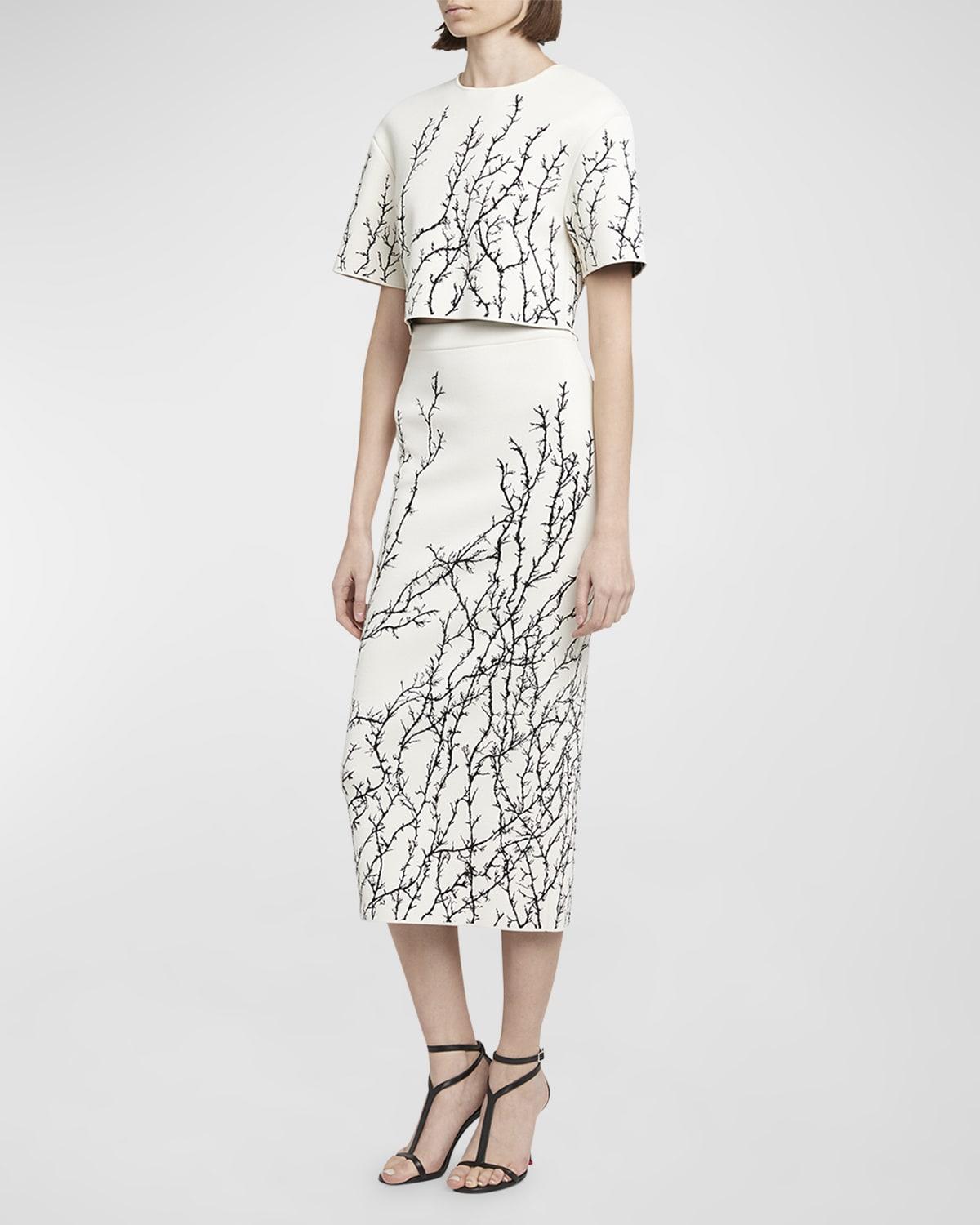 thorn jacquard short-sleeve crop top