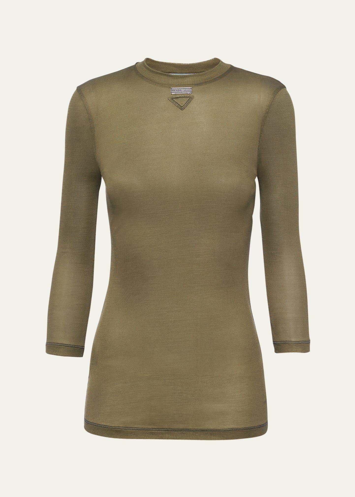 three-quarter sleeve jersey silk top