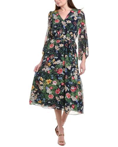 three quarter sleeve v neck midi