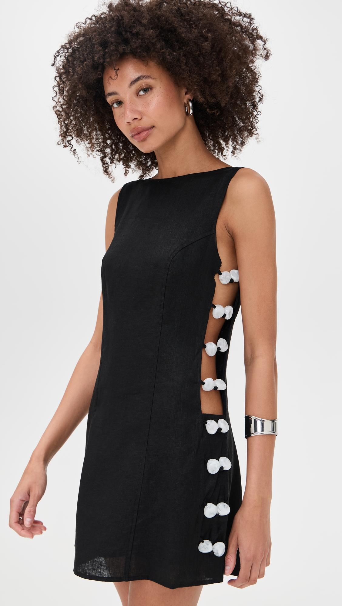 tia linen mini dress black