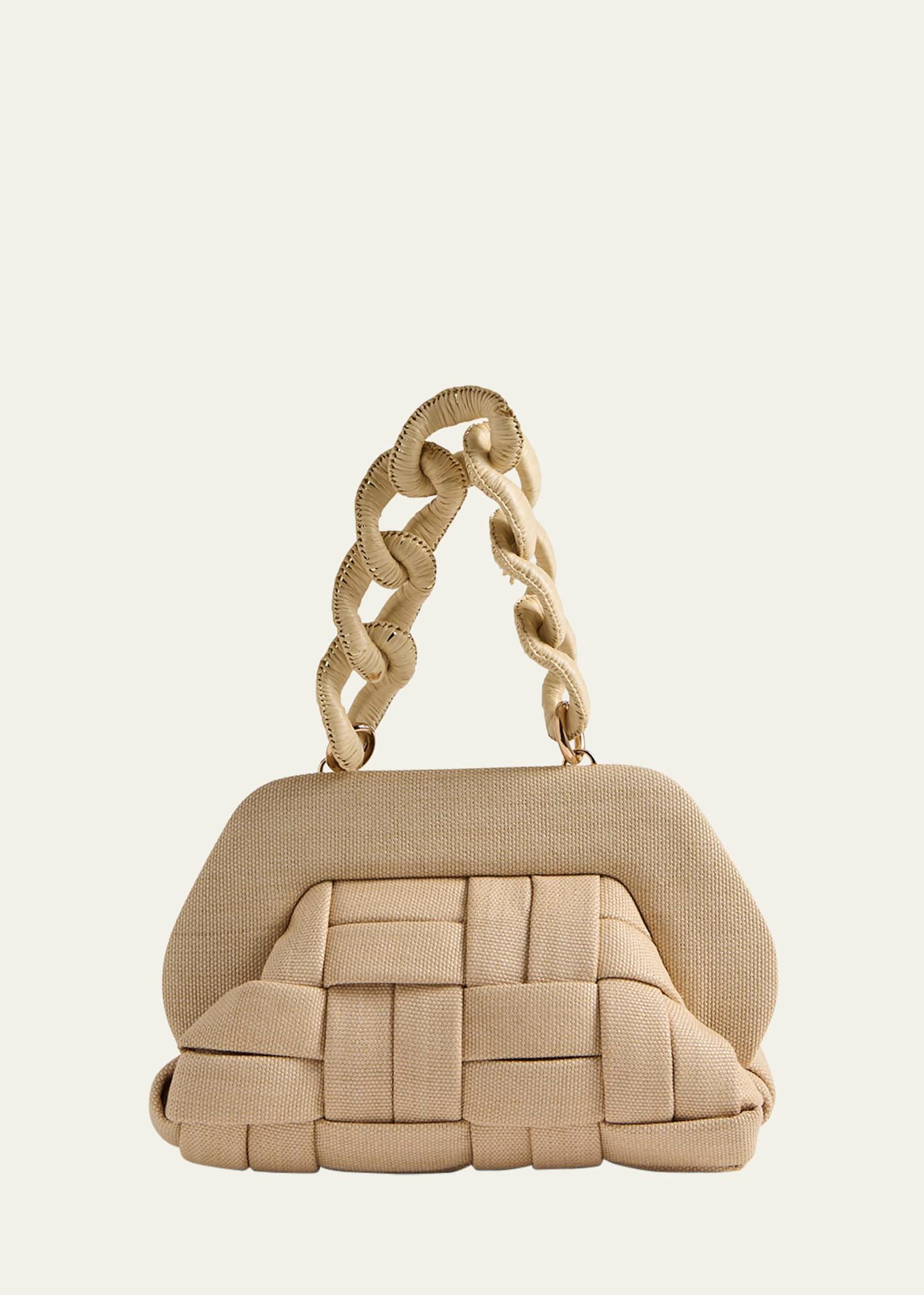 tia woven vegan fabric top-handle bag