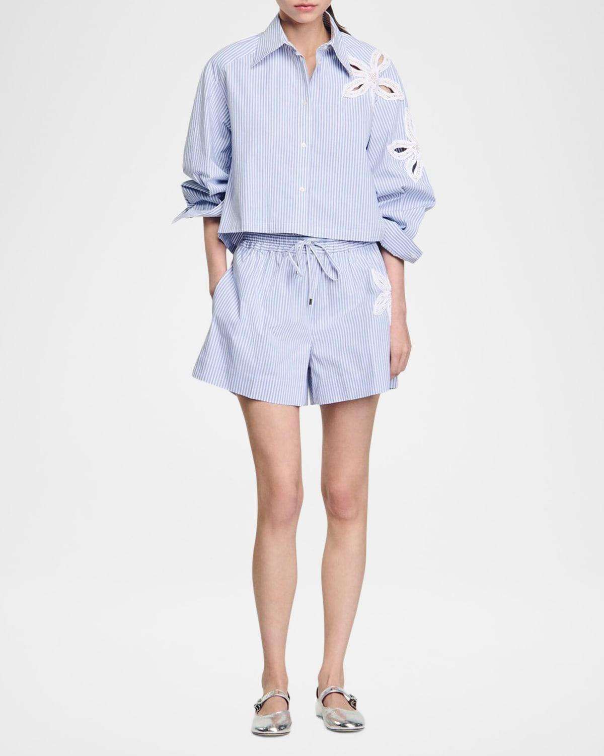 tiare embellished floral cutout shirt