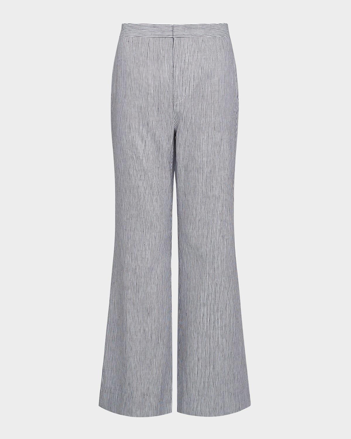 ticking stripe cropped flare trousers