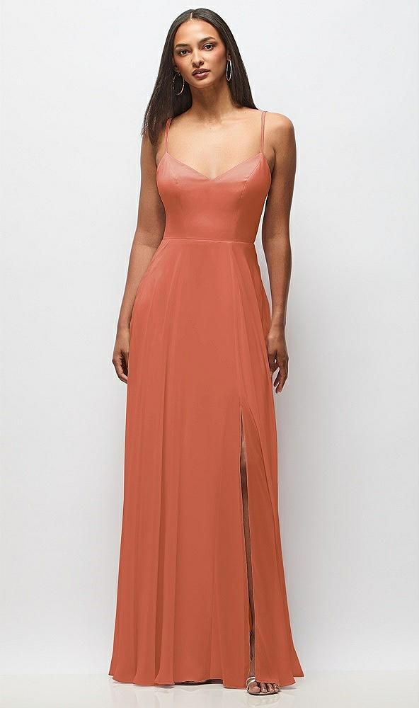 tie-back cutout maxi dress with front slit