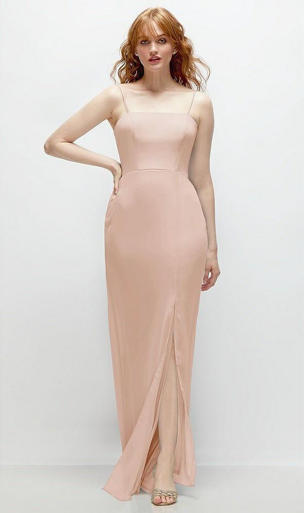 tie-back cutout trumpet gown with front slit