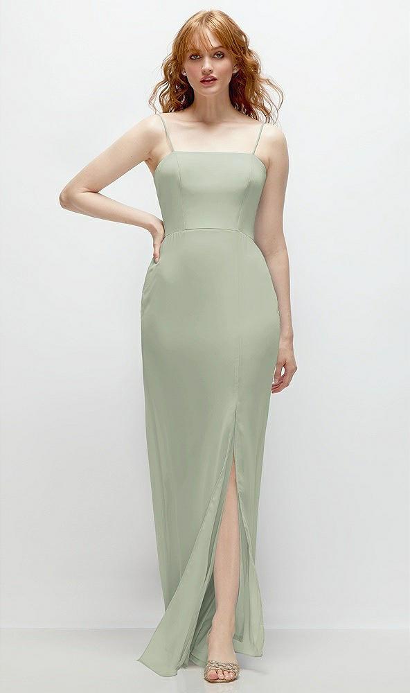 tie-back cutout trumpet gown with front slit