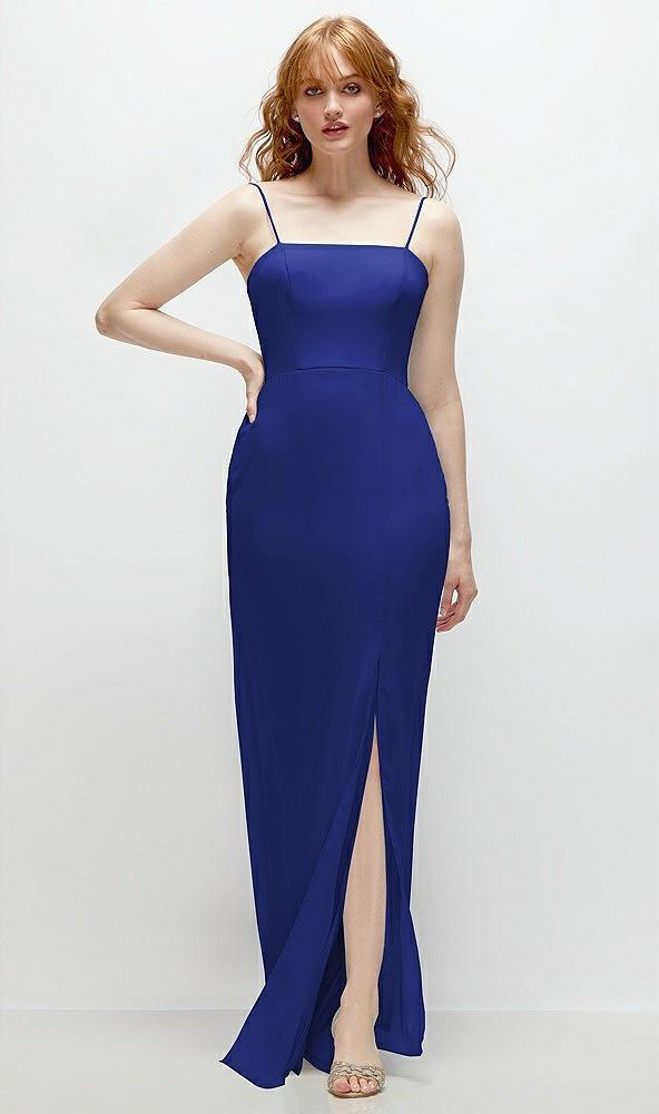 tie-back cutout trumpet gown with front slit