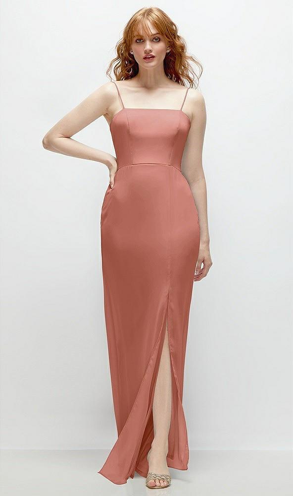 tie-back cutout trumpet gown with front slit
